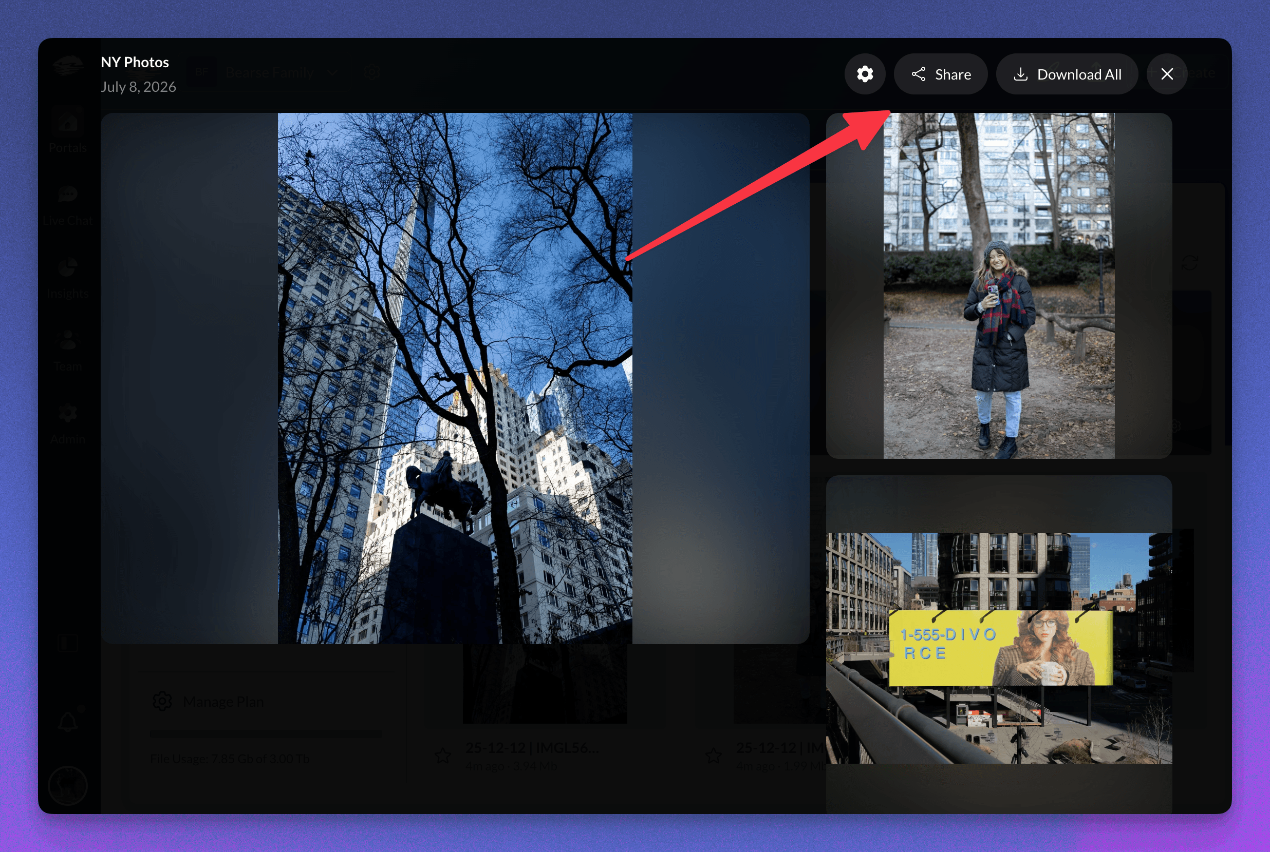 Deliverable files opened in the full-screen viewer