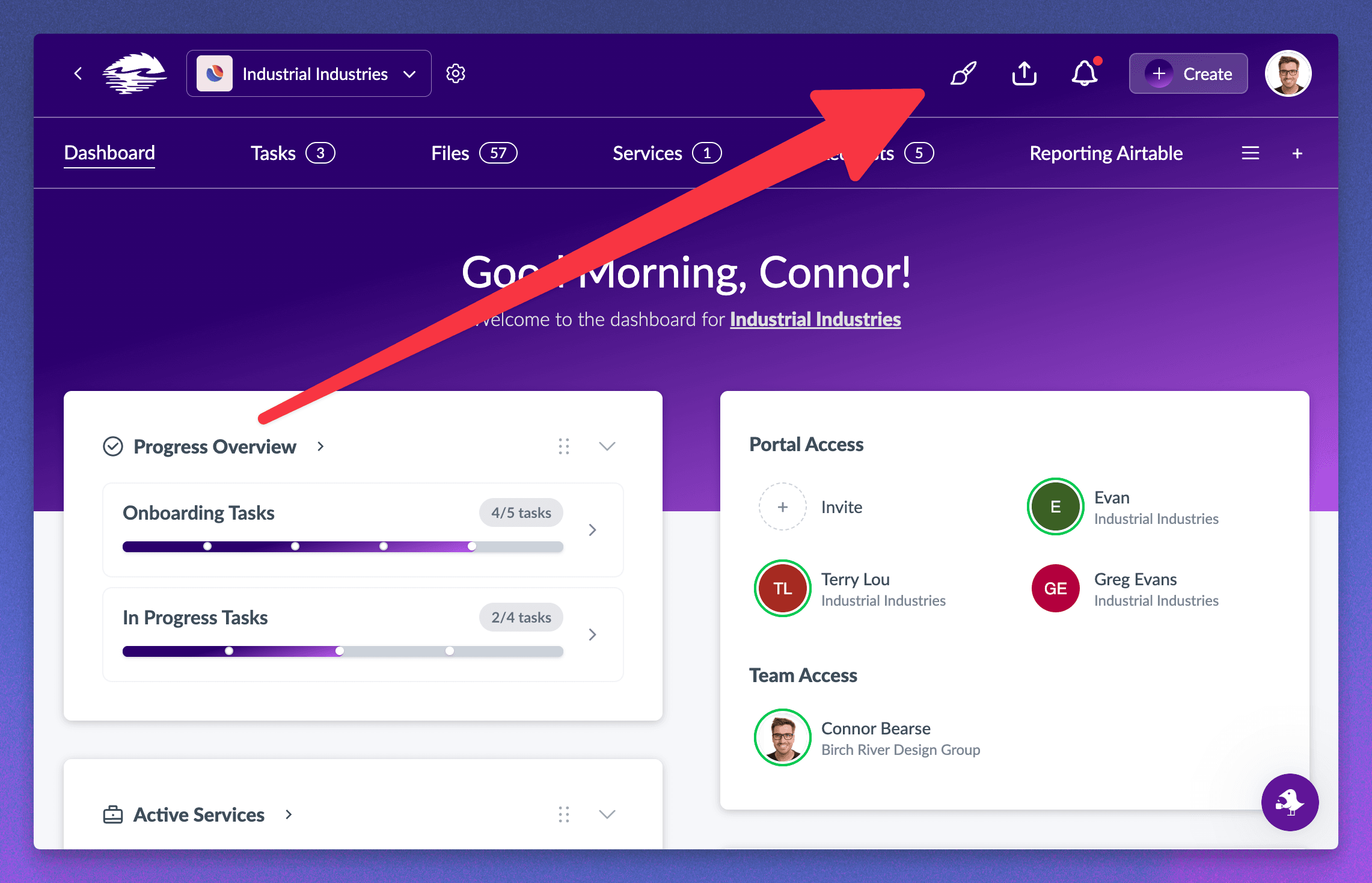 Paintbrush icon used to open account branding