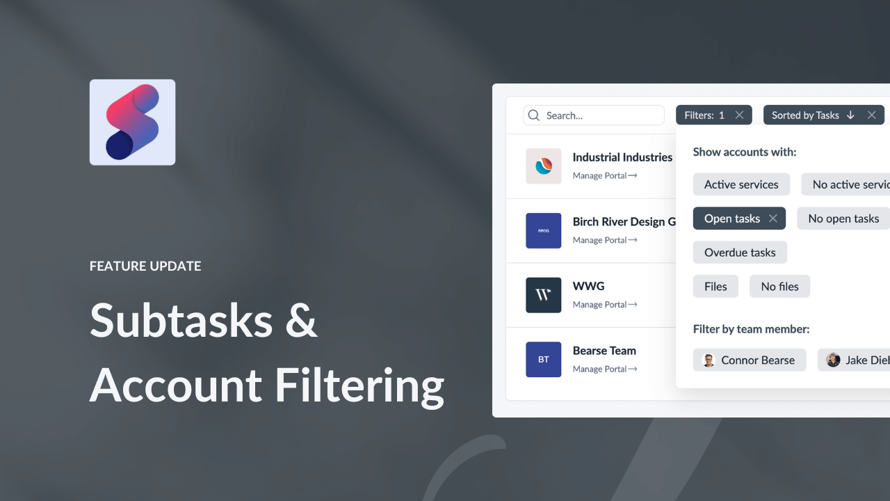 Subtasks, Advanced Filters, and Smarter Account Sorting