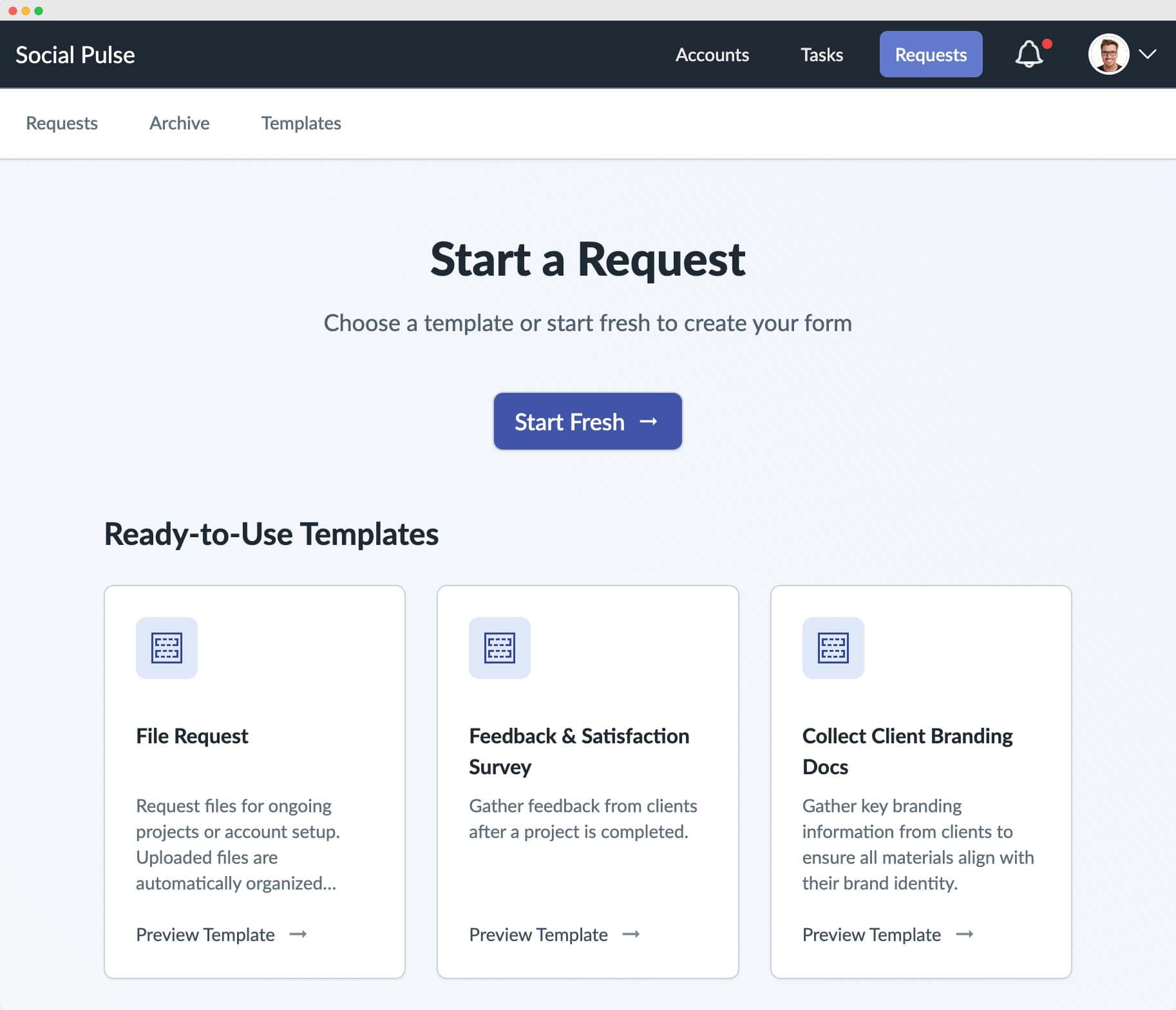 Request templates library with ready-to-use options