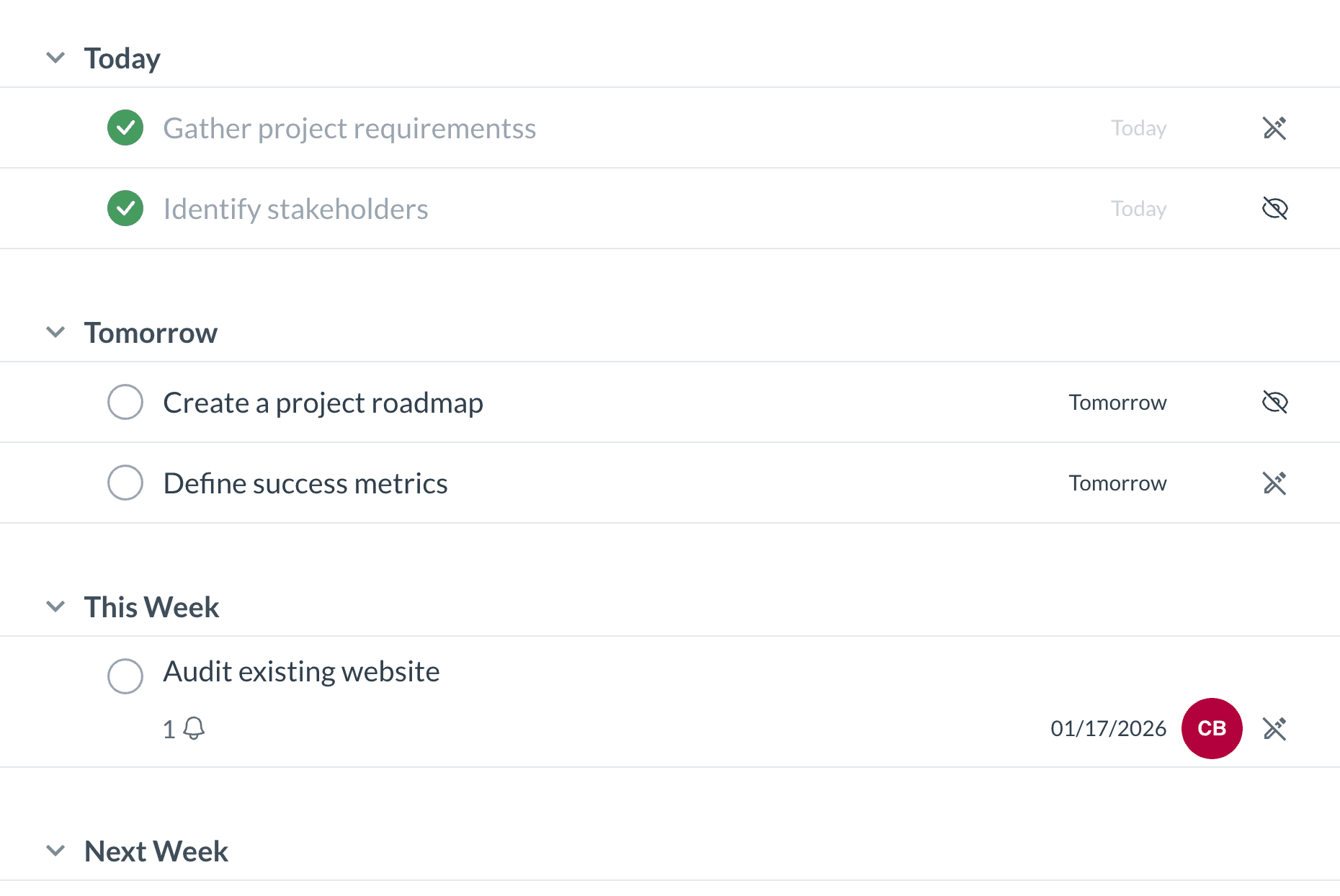 Due Date Sorted List