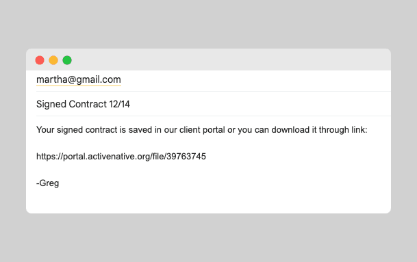 What a branded file sharing link looks like from Sydnee
