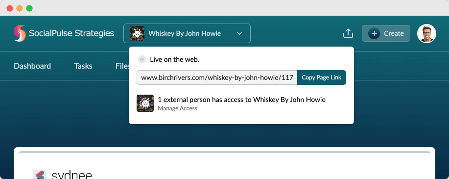 Sydnee share menu for sending a portal link