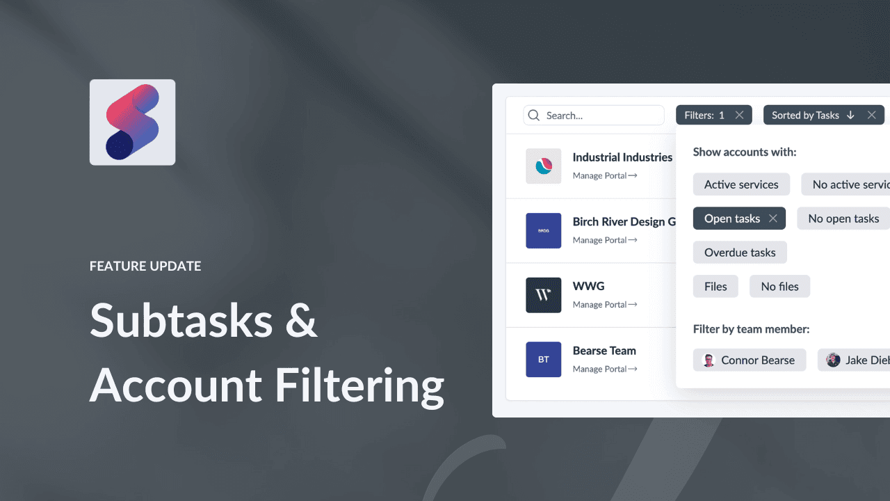 Sydnee Feature Update about Subtasks and Account Filtering