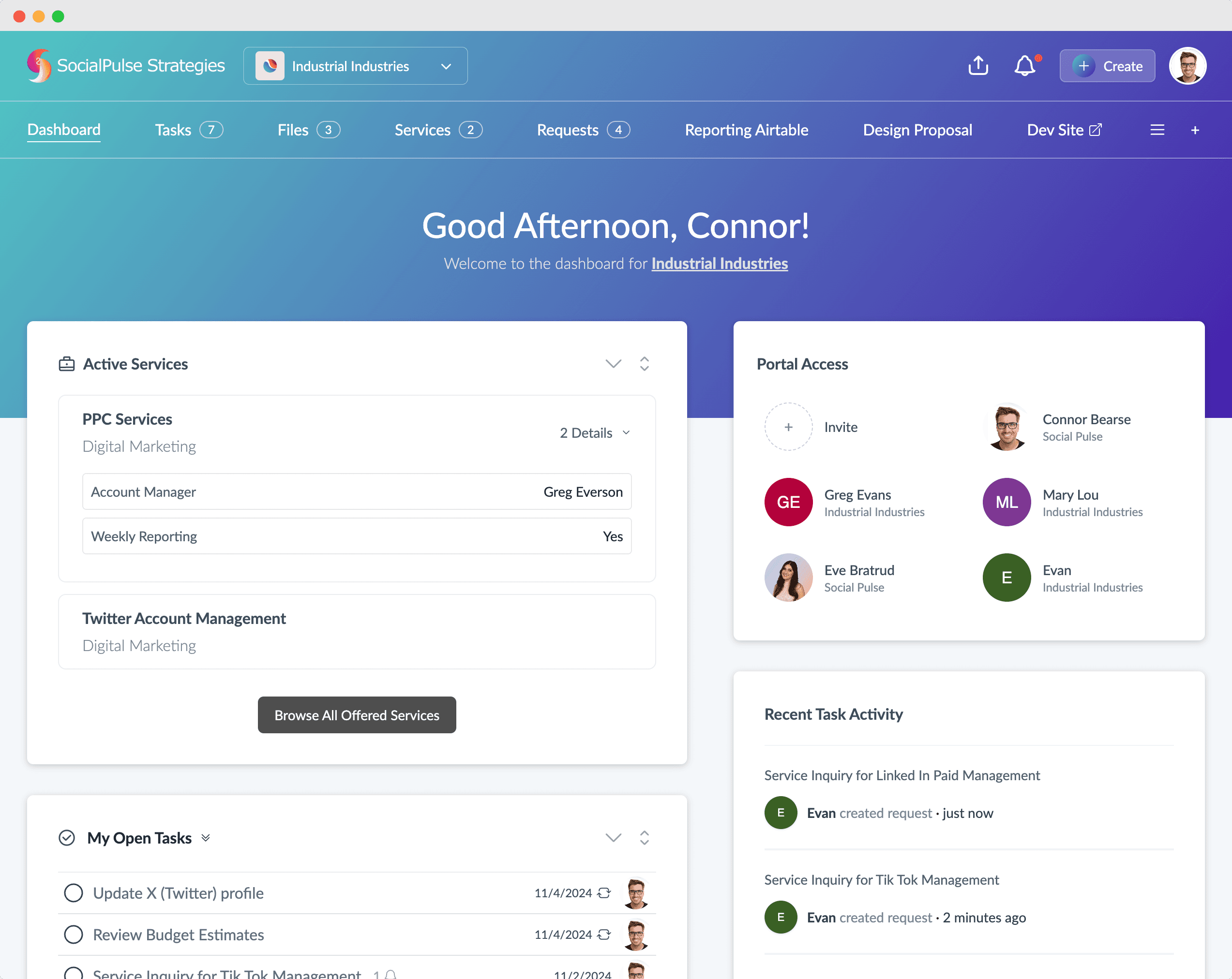 An example of a client portal from Sydnee