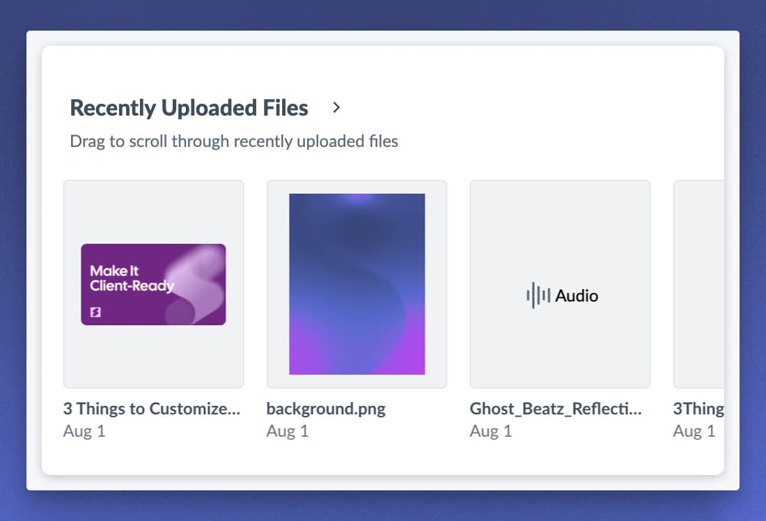 A Recently Uploaded Files widget on a Sydnee dashboard