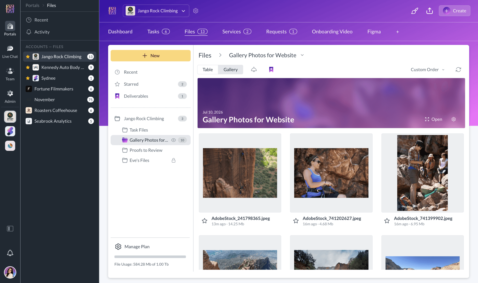 A published Deliverable presenting finished files to a client