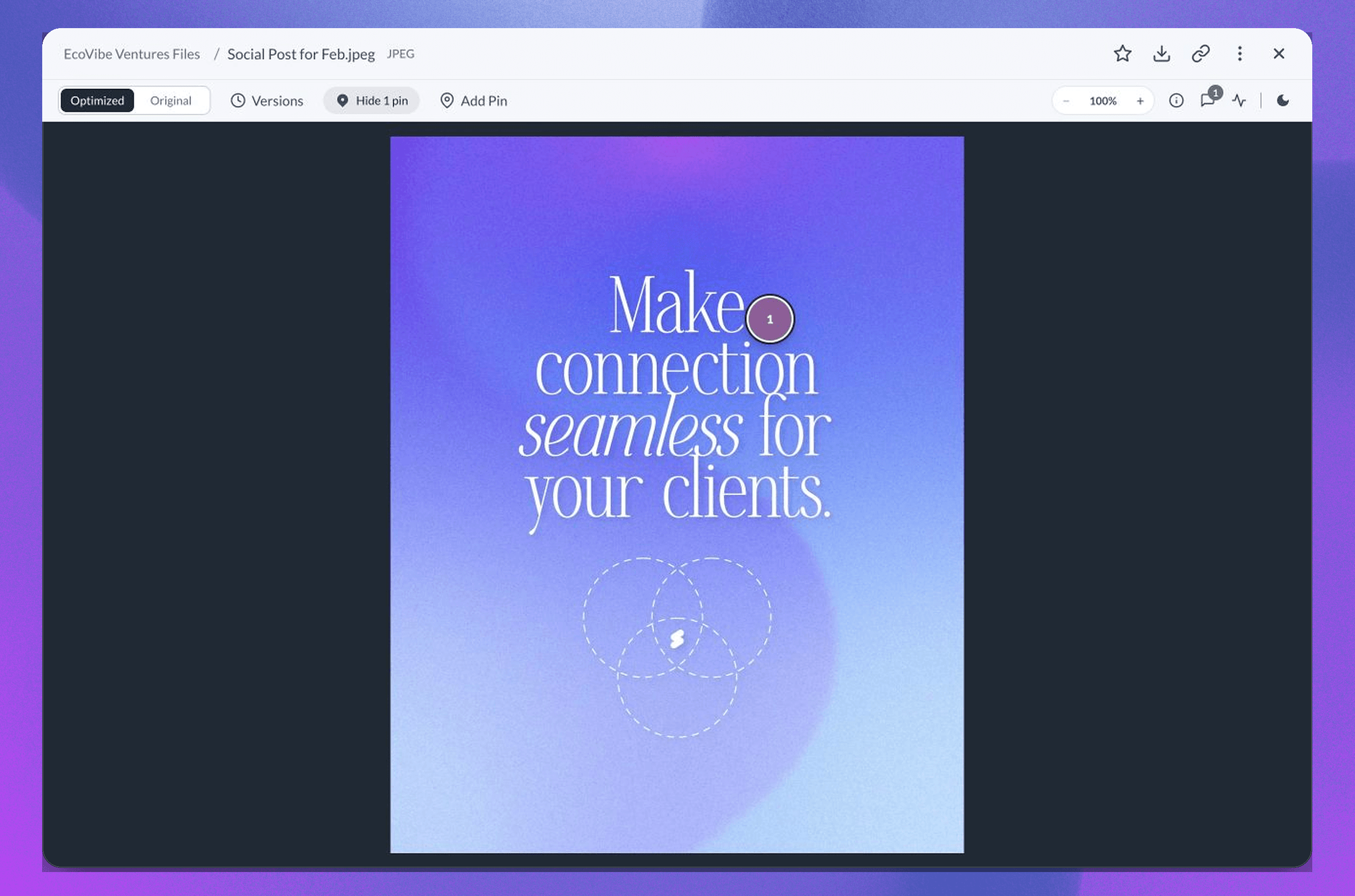 File viewer with a numbered feedback pin on an image