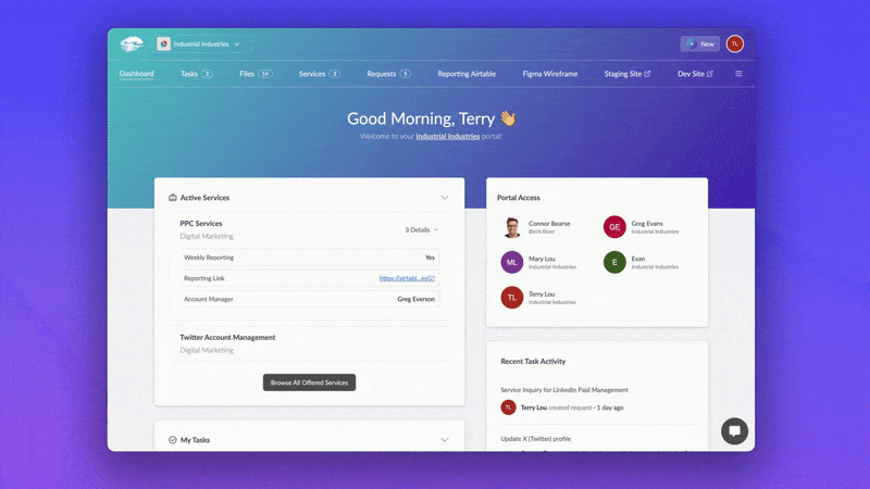 Opening and using Live Chat from a client account